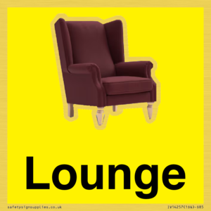 Lounge Dementia Friendly Yellow SIgn